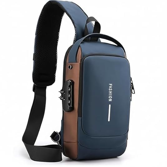 Fashion Multifunctional Anti-Theft Sling Bag (Blue and Gold)